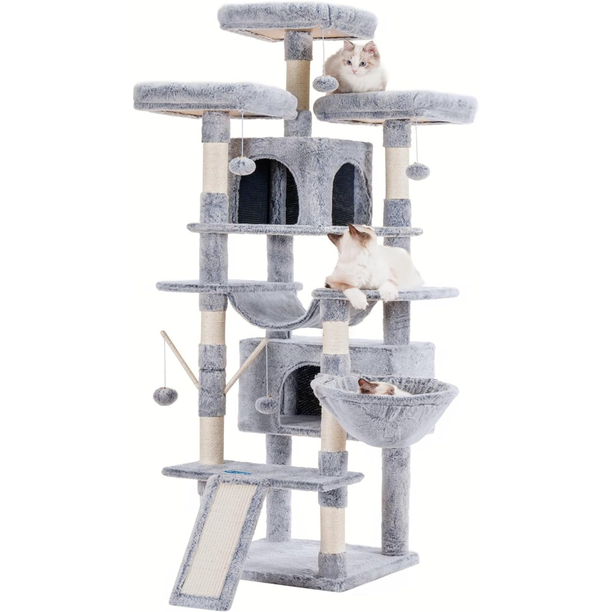 Tucker Murphy Pet Cat Tree 71 Inches XL Large Cat Tower for Indoor Cats Multi Level Cat House with 3 Padded Perches Big Scratcher Cozy Basket 2 Cat Condos and